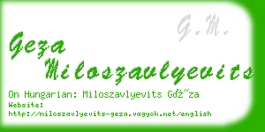 geza miloszavlyevits business card